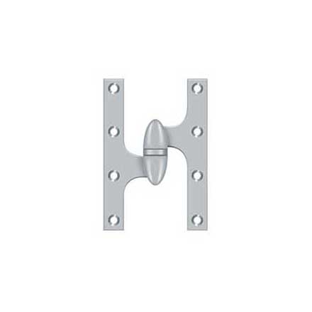 Deltana [OK6040B26D-L] Solid Brass Door Olive Knuckle Hinge - Left Handed - Brushed Chrome Finish - 6&quot; H x 4&quot; W