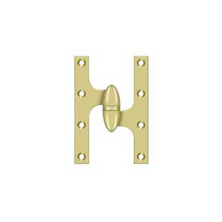 Deltana [OK6040B3-R] Solid Brass Door Olive Knuckle Hinge - Right Handed - Polished Brass Finish - 6" H x 4" W