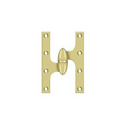 Deltana [OK6040B3-L] Solid Brass Door Olive Knuckle Hinge - Left Handed - Polished Brass Finish - Pair - 6&quot; H x 4&quot; W