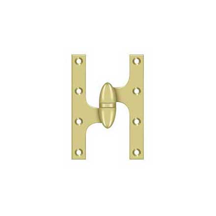 Deltana [OK6040B3-L] Solid Brass Door Olive Knuckle Hinge - Left Handed - Polished Brass Finish - 6&quot; H x 4&quot; W