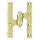 Deltana [OK6040B3-L] Solid Brass Door Olive Knuckle Hinge - Left Handed - Polished Brass Finish - 6&quot; H x 4&quot; W