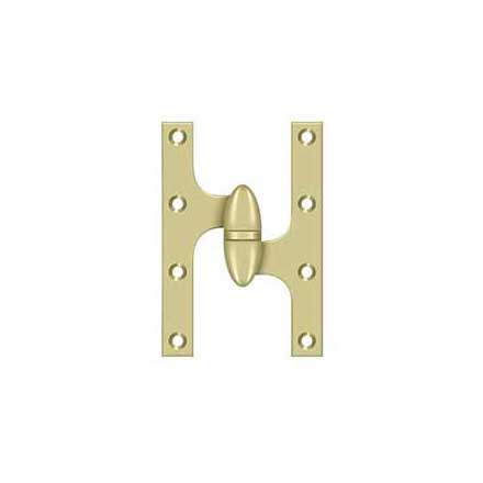 Deltana [OK6040B3UNL-R] Solid Brass Door Olive Knuckle Hinge - Right Handed - Polished Brass (Unlacquerd) Finish - 6&quot; H x 4&quot; W