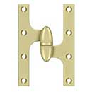 Deltana [OK6040B3UNL-R] Solid Brass Door Olive Knuckle Hinge - Right Handed - Polished Brass (Unlacquerd) Finish - 6&quot; H x 4&quot; W