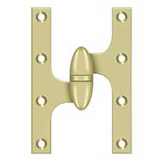 Deltana [OK6040B3UNL-L] Solid Brass Door Olive Knuckle Hinge - Left Handed - Polished Brass (Unlacquered) Finish - 6&quot; H x 4&quot; W
