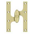 Deltana [OK6040B3UNL-L] Solid Brass Door Olive Knuckle Hinge - Left Handed - Polished Brass (Unlacquered) Finish - 6&quot; H x 4&quot; W