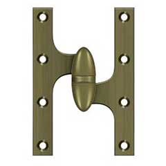 Deltana [OK6040B5-R] Solid Brass Door Olive Knuckle Hinge - Right Handed - Antique Brass Finish - Pair - 6&quot; H x 4&quot; W