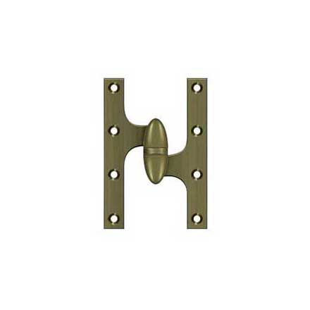 Deltana [OK6040B5-R] Solid Brass Door Olive Knuckle Hinge - Right Handed - Antique Brass Finish - 6&quot; H x 4&quot; W