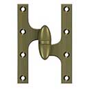 Deltana [OK6040B5-R] Solid Brass Door Olive Knuckle Hinge - Right Handed - Antique Brass Finish - 6" H x 4" W
