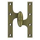 Deltana [OK6040B5-R] Solid Brass Door Olive Knuckle Hinge - Right Handed - Antique Brass Finish - 6&quot; H x 4&quot; W