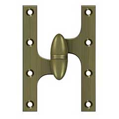 Deltana [OK6040B5-L] Solid Brass Door Olive Knuckle Hinge - Left Handed - Antique Brass Finish - Pair - 6&quot; H x 4&quot; W
