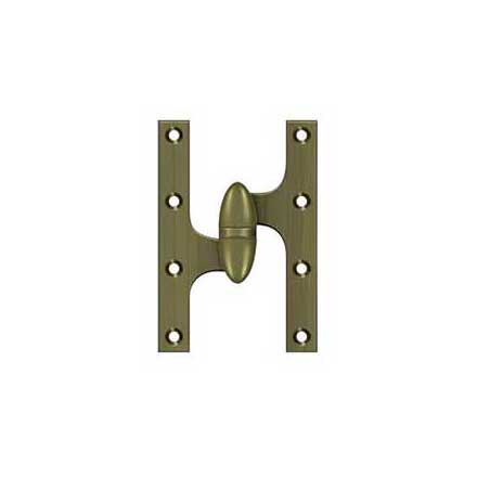 Deltana [OK6040B5-L] Solid Brass Door Olive Knuckle Hinge - Left Handed - Antique Brass Finish - Pair - 6&quot; H x 4&quot; W