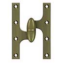 Deltana [OK6040B5-L] Solid Brass Door Olive Knuckle Hinge - Left Handed - Antique Brass Finish - 6&quot; H x 4&quot; W