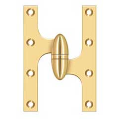 Deltana [OK6040BCR003-R] Solid Brass Door Olive Knuckle Hinge - Right Handed - Polished Brass (PVD) Finish - Pair - 6&quot; H x 4&quot; W