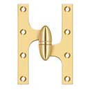 Deltana [OK6040BCR003-R] Solid Brass Door Olive Knuckle Hinge - Right Handed - Polished Brass (PVD) Finish - 6&quot; H x 4&quot; W