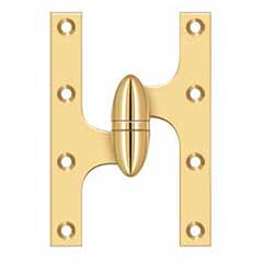 Deltana [OK6040BCR003-L] Solid Brass Door Olive Knuckle Hinge - Left Handed - Polished Brass (PVD) Finish - 6&quot; H x 4&quot; W