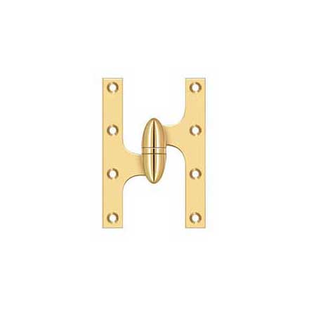 Deltana [OK6040BCR003-L] Solid Brass Door Olive Knuckle Hinge - Left Handed - Polished Brass (PVD) Finish - 6&quot; H x 4&quot; W