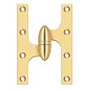 Deltana [OK6040BCR003-L] Solid Brass Door Olive Knuckle Hinge - Left Handed - Polished Brass (PVD) Finish - Pair - 6" H x 4" W
