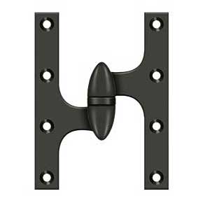 Deltana [OK6045B10B-L] Solid Brass Door Olive Knuckle Hinge - Left Handed - Oil Rubbed Bronze Finish - Pair - 6" H x 4 1/2" W