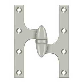 Deltana [OK6045B15-R] Solid Brass Door Olive Knuckle Hinge - Right Handed - Brushed Nickel Finish - Pair - 6" H x 4 1/2" W