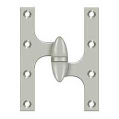Deltana [OK6045B15-R] Solid Brass Door Olive Knuckle Hinge - Right Handed - Brushed Nickel Finish - Pair - 6&quot; H x 4 1/2&quot; W