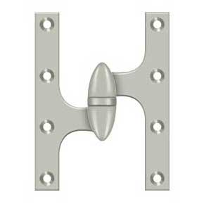 Deltana [OK6045B15-L] Solid Brass Door Olive Knuckle Hinge - Left Handed - Brushed Nickel Finish - Pair - 6" H x 4 1/2" W