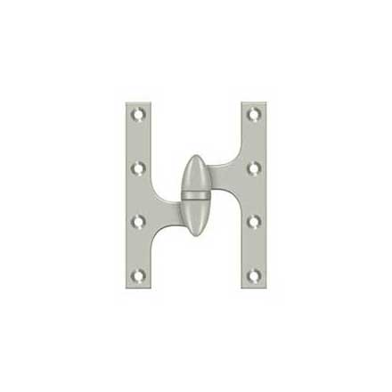 Deltana [OK6045B15-L] Solid Brass Door Olive Knuckle Hinge - Left Handed - Brushed Nickel Finish - Pair - 6&quot; H x 4 1/2&quot; W