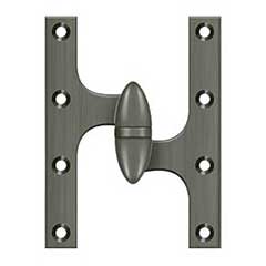Deltana [OK6045B15A-R] Solid Brass Door Olive Knuckle Hinge - Right Handed - Antique Nickel Finish - 6&quot; H x 4 1/2&quot; W