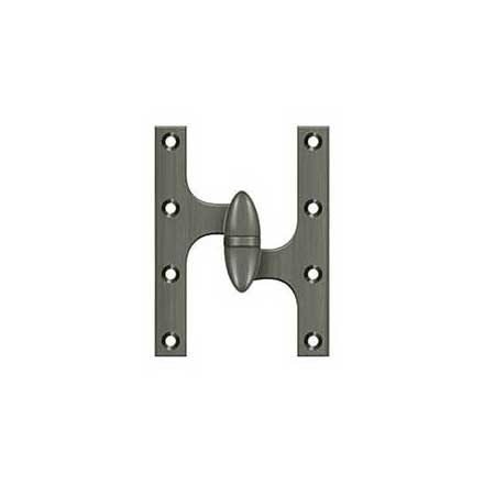 Deltana [OK6045B15A-R] Solid Brass Door Olive Knuckle Hinge - Right Handed - Antique Nickel Finish - 6" H x 4 1/2" W