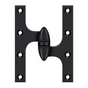 Deltana [OK6045B19-R] Solid Brass Door Olive Knuckle Hinge - Right Handed - Paint Black Finish - Pair - 6" H x 4 1/2" W