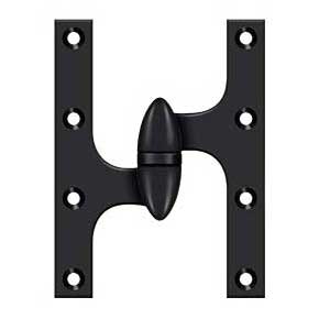 Deltana [OK6045B19-L] Solid Brass Door Olive Knuckle Hinge - Left Handed - Paint Black Finish - Pair - 6" H x 4 1/2" W
