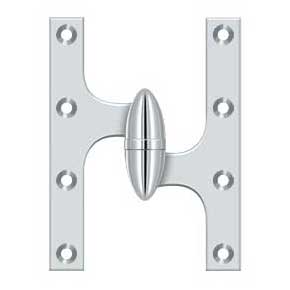 Deltana [OK6045B26-R] Solid Brass Door Olive Knuckle Hinge - Right Handed - Polished Chrome Finish - Pair - 6" H x 4 1/2" W