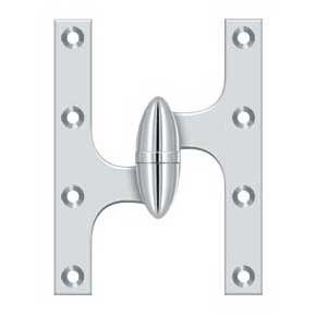 Deltana [OK6045B26-L] Solid Brass Door Olive Knuckle Hinge - Left Handed - Polished Chrome Finish - Pair - 6" H x 4 1/2" W