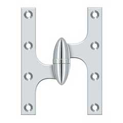 Deltana [OK6045B26-L] Solid Brass Door Olive Knuckle Hinge - Left Handed - Polished Chrome Finish - 6&quot; H x 4 1/2&quot; W