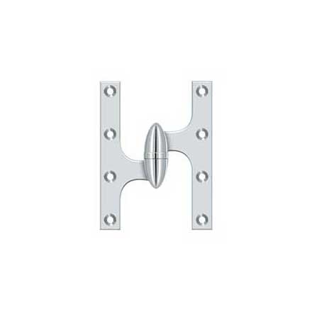 Deltana [OK6045B26-L] Solid Brass Door Olive Knuckle Hinge - Left Handed - Polished Chrome Finish - 6&quot; H x 4 1/2&quot; W