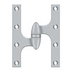 Deltana [OK6045B26D-L] Solid Brass Door Olive Knuckle Hinge - Left Handed - Brushed Chrome Finish - Pair - 6" H x 4 1/2" W