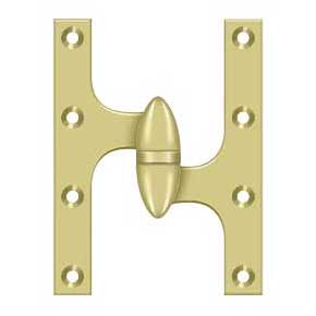 Deltana [OK6045B3-R] Solid Brass Door Olive Knuckle Hinge - Right Handed - Polished Brass Finish - Pair - 6" H x 4 1/2" W