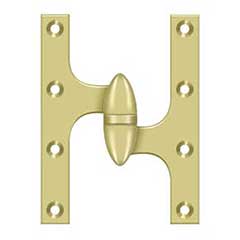 Deltana [OK6045B3-R] Solid Brass Door Olive Knuckle Hinge - Right Handed - Polished Brass Finish - Pair - 6&quot; H x 4 1/2&quot; W