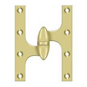 Deltana [OK6045B3-L] Solid Brass Door Olive Knuckle Hinge - Left Handed - Polished Brass Finish - Pair - 6" H x 4 1/2" W