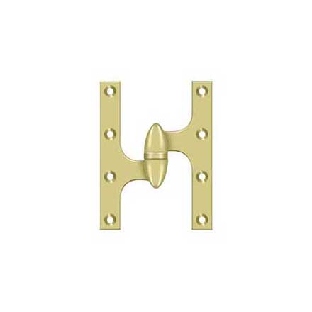 Deltana [OK6045B3-L] Solid Brass Door Olive Knuckle Hinge - Left Handed - Polished Brass Finish - 6&quot; H x 4 1/2&quot; W