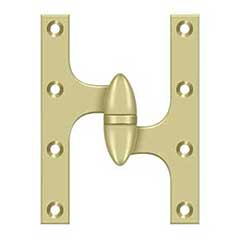 Deltana [OK6045B3UNL-R] Solid Brass Door Olive Knuckle Hinge - Right Handed - Polished Brass (Unlacquered) Finish - 6&quot; H x 4 1/2&quot; W