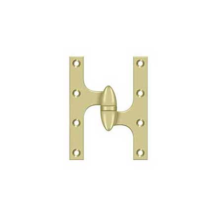 Deltana [OK6045B3UNL-R] Solid Brass Door Olive Knuckle Hinge - Right Handed - Polished Brass (Unlacquered) Finish - 6" H x 4 1/2" W