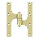 Deltana [OK6045B3UNL-R] Solid Brass Door Olive Knuckle Hinge - Right Handed - Polished Brass (Unlacquered) Finish - 6&quot; H x 4 1/2&quot; W