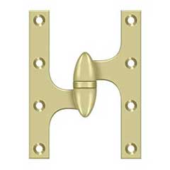 Deltana [OK6045B3UNL-L] Solid Brass Door Olive Knuckle Hinge - Left Handed - Polished Brass (Unlacquered) Finish - 6&quot; H x 4 1/2&quot; W