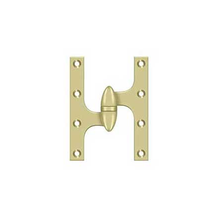 Deltana [OK6045B3UNL-L] Solid Brass Door Olive Knuckle Hinge - Left Handed - Polished Brass (Unlacquered) Finish - 6&quot; H x 4 1/2&quot; W