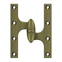Deltana [OK6045B5-R] Solid Brass Door Olive Knuckle Hinge - Right Handed - Antique Brass Finish - Pair - 6&quot; H x 4 1/2&quot; W