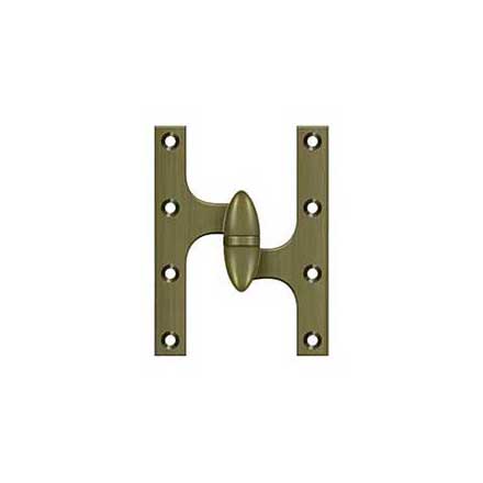 Deltana [OK6045B5-R] Solid Brass Door Olive Knuckle Hinge - Right Handed - Antique Brass Finish - Pair - 6&quot; H x 4 1/2&quot; W