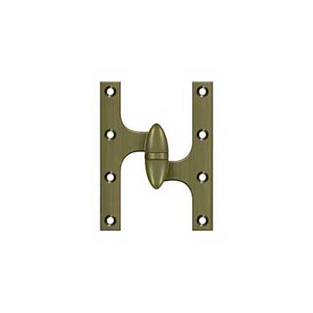 Deltana [OK6045B5-R] Solid Brass Door Olive Knuckle Hinge - Right Handed - Antique Brass Finish - 6&quot; H x 4 1/2&quot; W