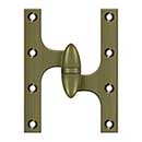 Deltana [OK6045B5-R] Solid Brass Door Olive Knuckle Hinge - Right Handed - Antique Brass Finish - 6" H x 4 1/2" W
