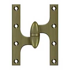 Deltana [OK6045B5-L] Solid Brass Door Olive Knuckle Hinge - Left Handed - Antique Brass Finish - Pair - 6&quot; H x 4 1/2&quot; W