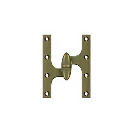 Deltana [OK6045B5-L] Solid Brass Door Olive Knuckle Hinge - Left Handed - Antique Brass Finish - 6&quot; H x 4 1/2&quot; W